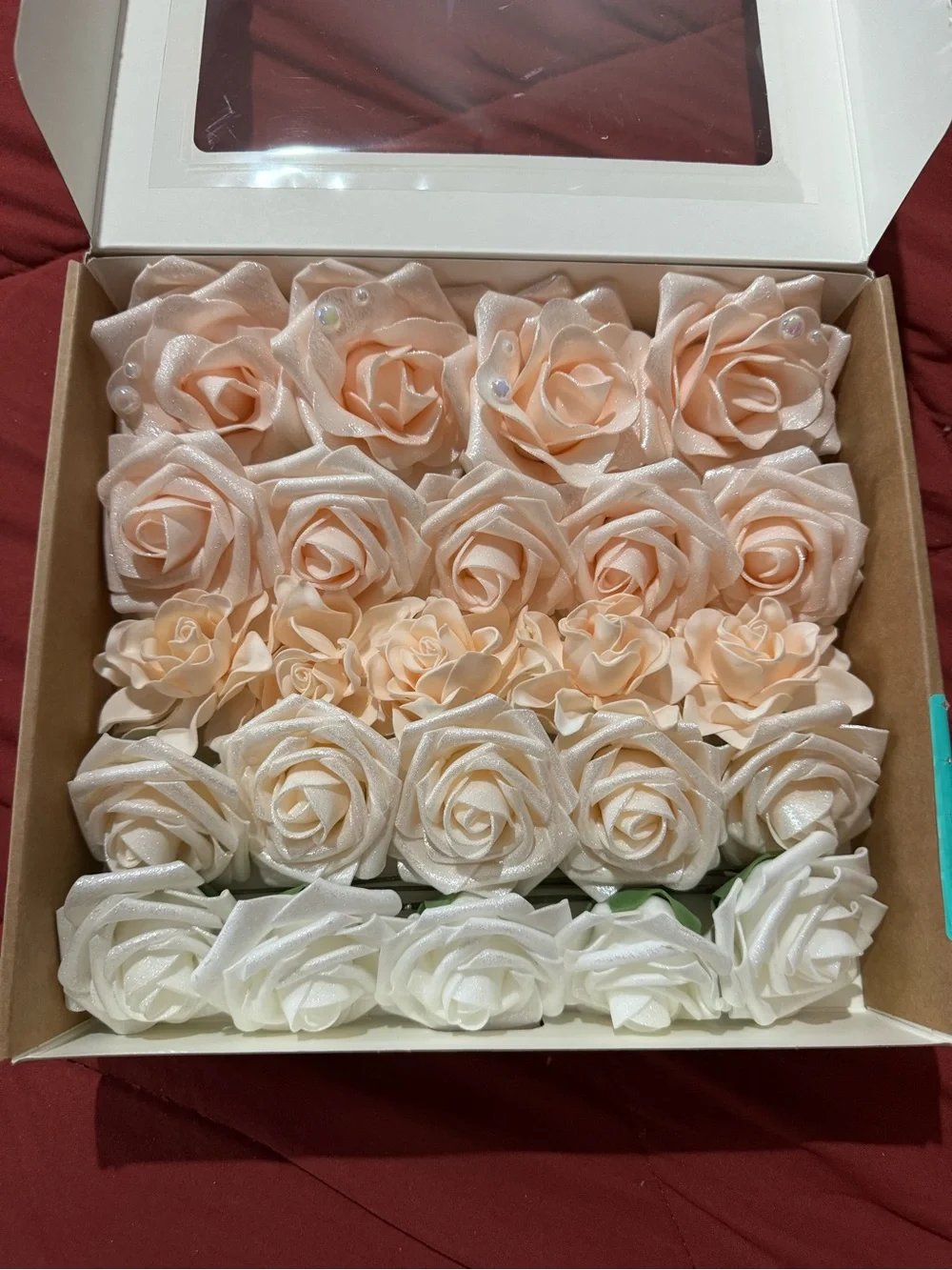 Ling’s Moment Artificial Foam Roses Blush Ivory Wedding Flowers Craft Decor Set